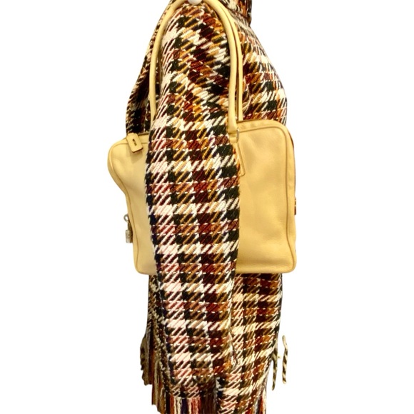 Prada cream leather shoulder bag briefcase laptop tote with side number lock - Picture 2 of 15